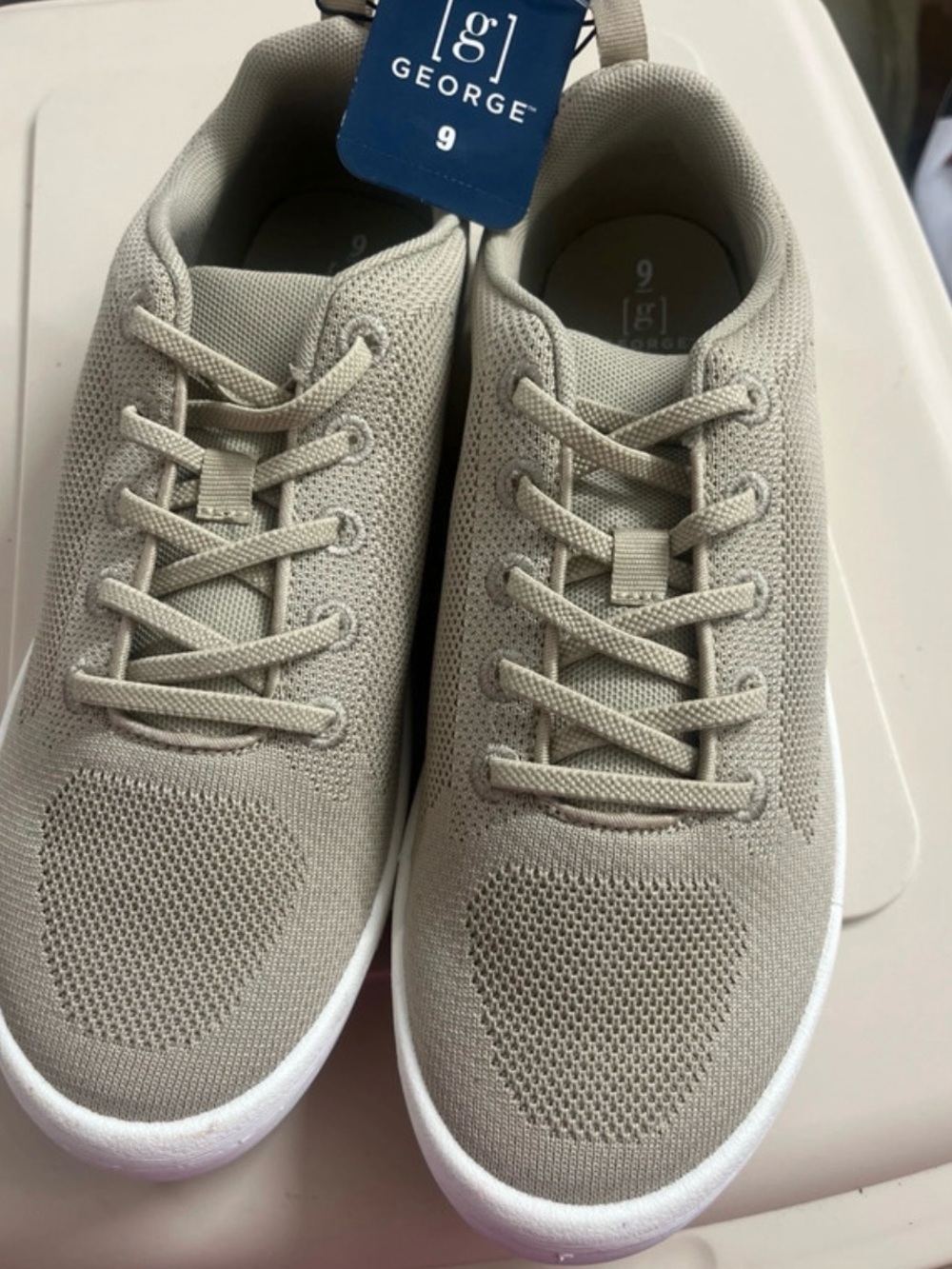 George Men's Knit Lace-Up Sneakers in Taupe Beige